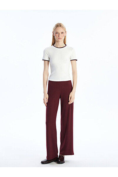 LC Waikiki Damen-Strickhose mit weitem Bein und elastischem Bund