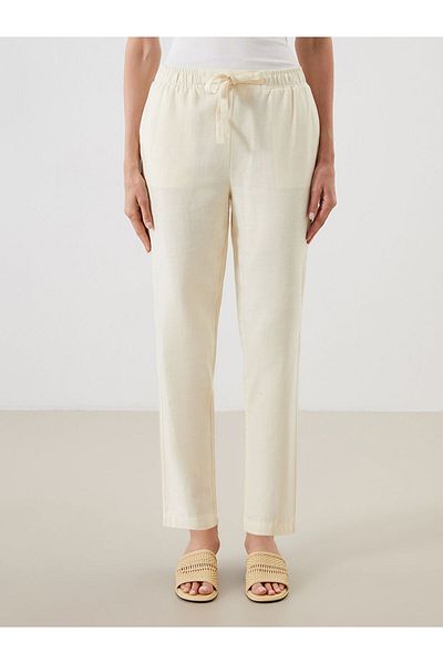 LC Waikiki New Season Women's Linen Blend Trousers with Elastic Waist - S5Qr01Z8