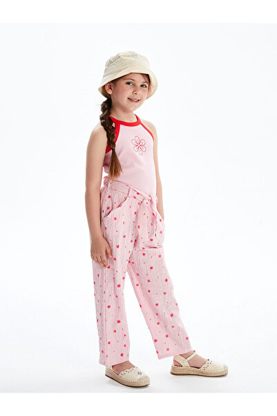 LC Waikiki Noul sezon Pantaloni pentru fete cu talie elastică și flori