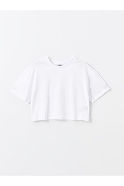 LC Waikiki Ozmarka New Season Crew Neck Basic Short Sleeve Girls' Crop T-Shirt