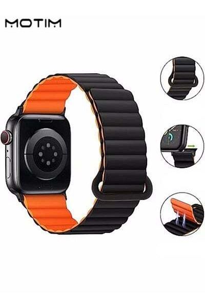 MOTIM Apple Watch Band Magnetic Buckle Strap Soft Silicone Replacement Strap Loop Bracelet