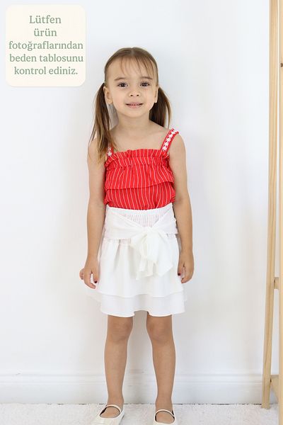 FESSHERA KİDS 🎀   Fusta stratificată Gipeli cu detaliu fundă pentru fetiță 🎀