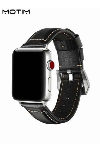 MOTIM Leather Apple Watch Band 38mm 40mm 41mm S/M, Genuine Leather Wristband Replacement Strap