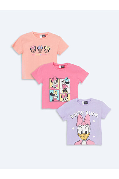 LC Waikiki LCV Kids Pink Minnie Mouse Printed Girl T-Shirt 3 Pack