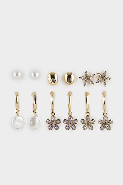 DeFacto Women's 6-Piece Gold Earrings F1268Axns