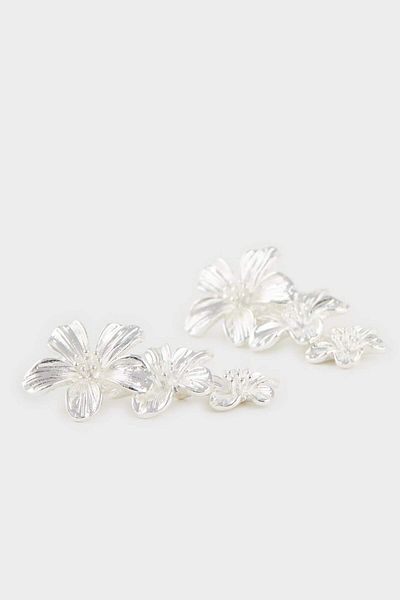 DeFacto Women's Floral Silver Earrings F0909Axns