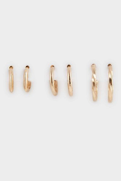 DeFacto Women's 3-Piece Gold Earrings F5944Axns