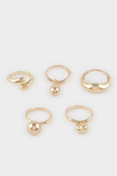 DeFacto Women's 5-Piece Gold Earrings F1344Axns