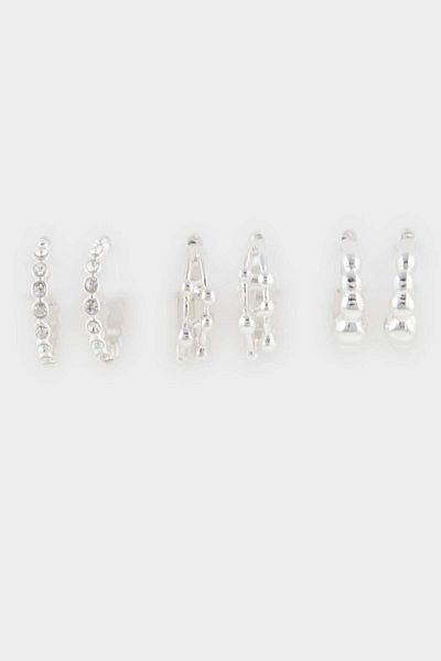 DeFacto Women's 3-Piece Silver Earrings F5937Axns