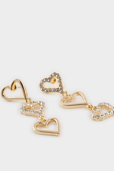 DeFacto Women's Heart Gold Earrings F1402Axns
