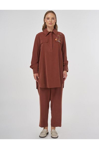 Kayra Modal Double Suit with Cover Pocket Brown