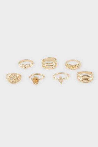 DeFacto Women's 7-Piece Gold Earrings F1323Axns