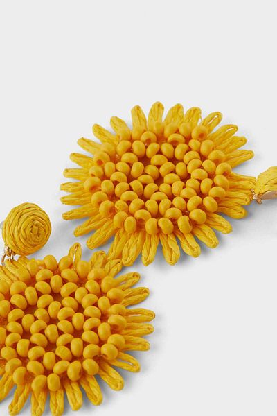 DeFacto Women's Yellow Straw Detailed Earrings F0838Axns