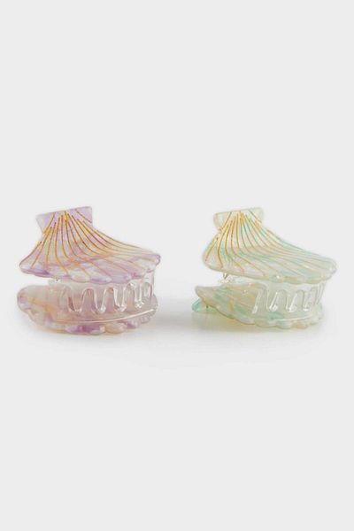 DeFacto Women's 2-Piece Seashell Patterned Latch Buckle F0659Axns