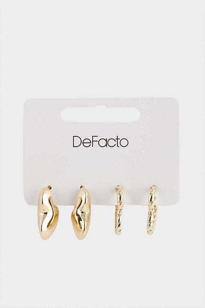 DeFacto Women's 2-Piece Gold Earrings F1410Axns
