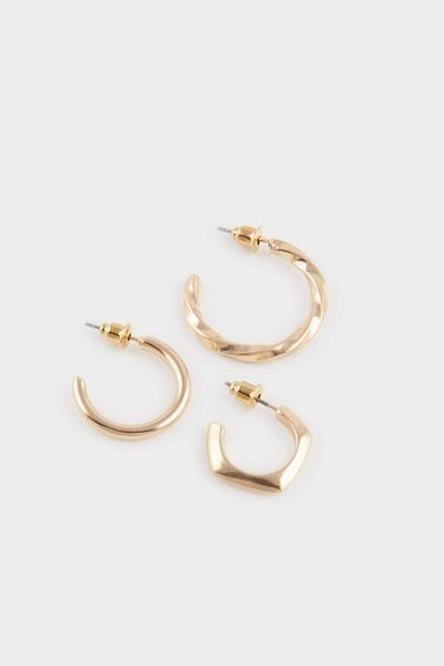 DeFacto Women's 3-Piece Gold Earrings F5944Axns