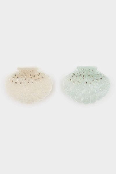DeFacto Women's 2-Piece Seashell Patterned Latch Buckle F0663Axns