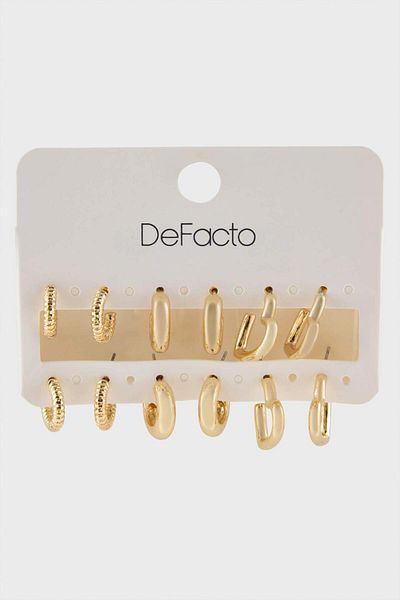 DeFacto Women's 6-Piece Gold Earrings F5965Axns
