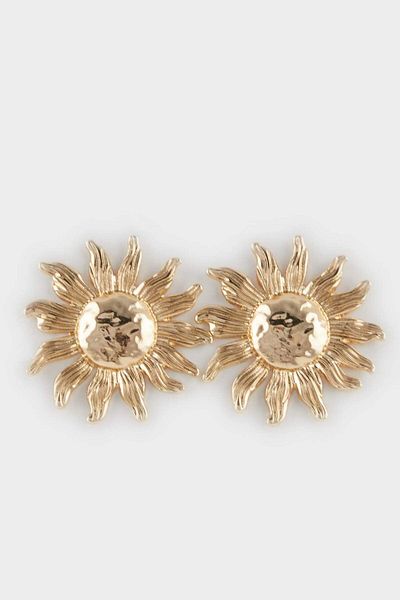 DeFacto Women's Large Sun Themed Gold Earrings F4074Axns