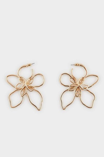DeFacto Women's Flower Motif Gold Earrings F0901Axns
