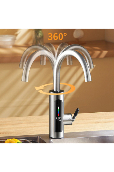 OEM Robinet electric instant Golxmse, afisaj digital, protectie scurgeri, argintiu, 21x11x27cm