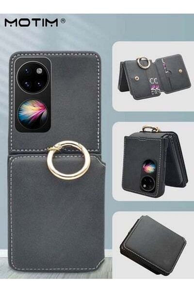 MOTIM Leather Huawei P50 Pocket Mobile Phone Case With Ring Buckle, Shockproof Protective Phone Case