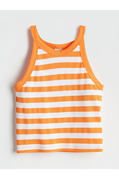 LC Waikiki Seray Νέα Σεζόν Κοριτσίστικο Τοπ με Λαιμόκοψη Halter και Κοντό Σχέδιο