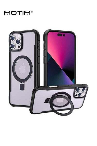 MOTIM iPhone 15 Pro Max Magsafe Case, N52 Magnetic Back Cover with Kickstand Clear Protection Phone Case
