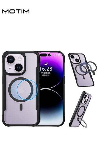 MOTIM iPhone 15 Pro Max Magsafe Case, N52 Magnetic Back Cover with Kickstand Clear Protection Phone Case