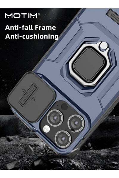 MOTIM iPhone 15 Case with Slide Camera Cover and Invisible Stand, Phone Case Cover for iPhone 15