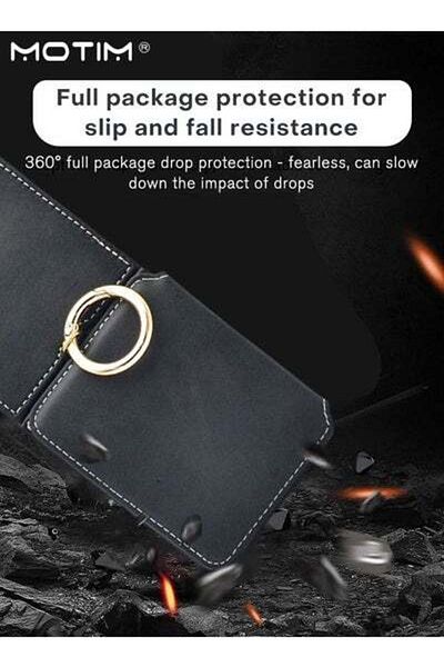 MOTIM Leather Huawei P50 Pocket Mobile Phone Case With Ring Buckle, Shockproof Protective Phone Case