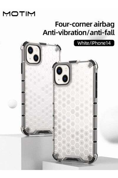 MOTIM Honeycomb Design Transparent Case for iPhone 14 Drop Protection Phone Case