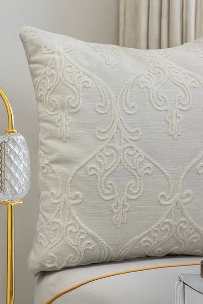 EVYA Punch Chenille 43X43 cm Sofa Throw Pillow Cover Luxury Decorative Feather Special Design Modern Decoration Flower