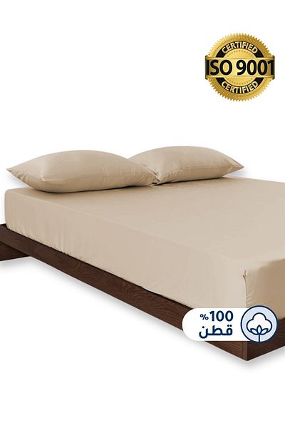 Master Home Textile Cotton Fitted Sheet Set, 2 Pcs Single Size, 100% Cotton 200TC, 30cm Deep Pocket, Fits 120x200cm Bed