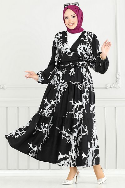 ModaMerve Tie Waist Viscose Suit 843Ozr1047-M Gray&Black
