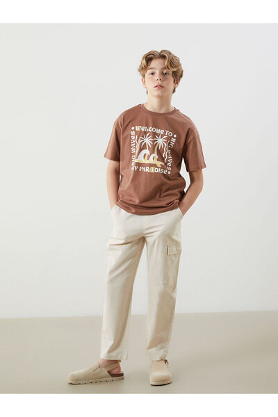 LC Waikiki Peak New Season Elastic Waist Linen Mixed Boys' Cargo Pants