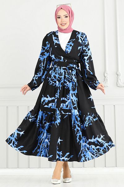 ModaMerve Tie Waist Viscose Suit 843Ozr1047-M Saks&Black