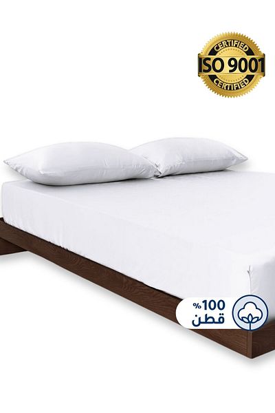 Master Home Textile طقم ملاءات قطنية ملائمة، 3 قطع مقاس كوين، 100% قطن 200TC، جيب عميق 35 سم، يناسب سرير 160 × 200 سم