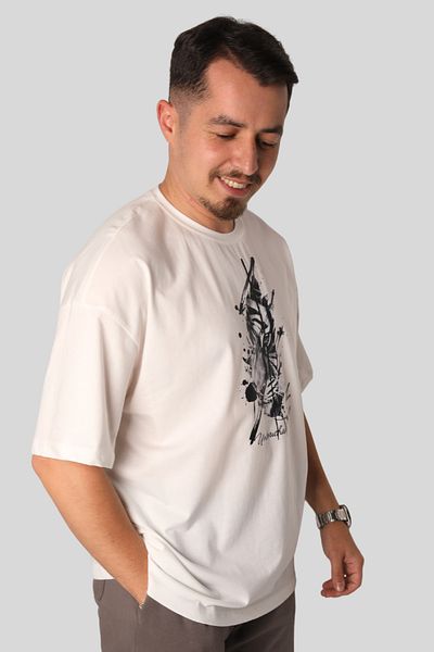 ESNOA Oversize Ecru T-Shirt 100% Cotton – Unisex Streetwear Design Printed