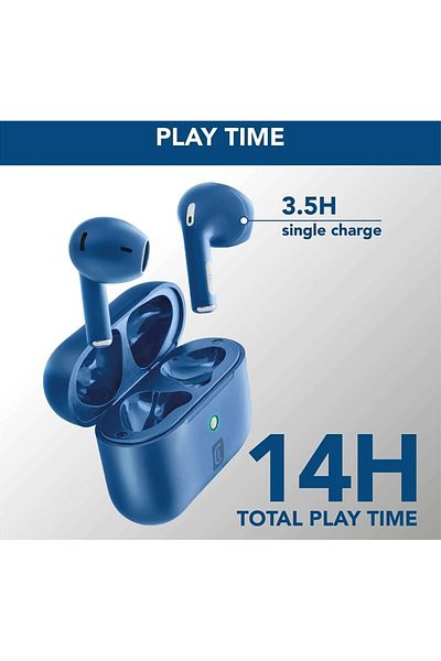 Cellular Line CRYSTAL Bluetooth Earphones with Noise Cancelling and Clear Sound with Up to 14 Hours of Battery Life - Blue