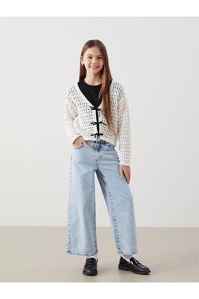 LC Waikiki Girl's Jeans Pants with Adjustable Elastic Waist
