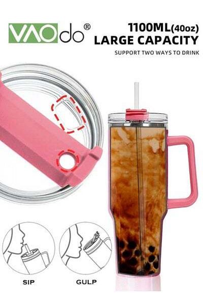 VAODO 40 oz Tumbler with Handle and Straw Lid Reusable Stainless Steel Water Bottle Travel Mug