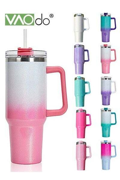 VAODO 40 oz Tumbler with Handle and Straw Lid Reusable Stainless Steel Water Bottle Travel Mug