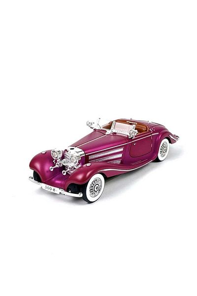 BaoBao Metal Toy Car Mercedes-Benz 500K Roadster 1:24 Purple With Doors And Moving Hood BaoBao