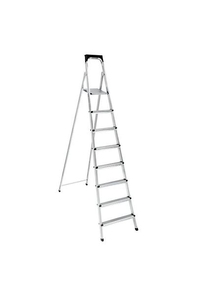 HARLEM Double Folding Ladder with Folding Platform, Anti-Slip, 7+1 Steps