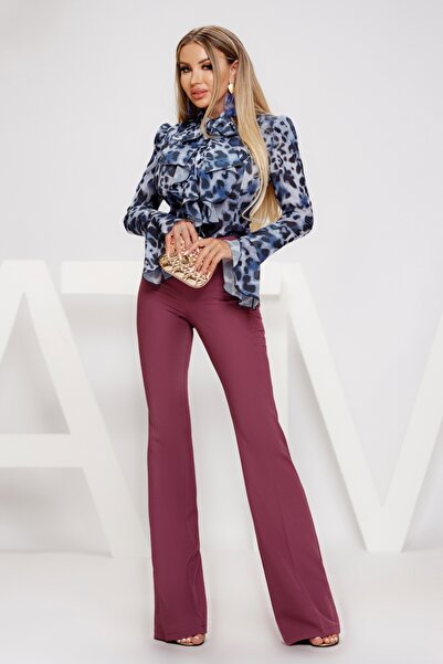 Atmosphere Fashion Pantaloni mov cu talie înaltă