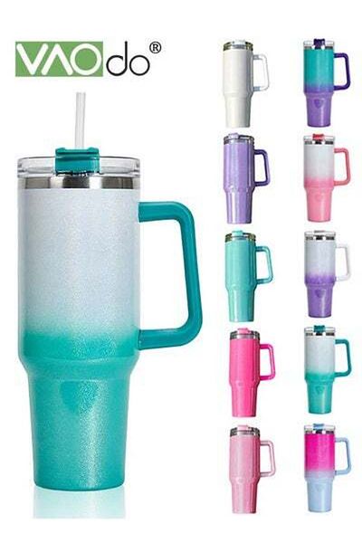 VAODO 40 oz Tumbler with Handle and Straw Lid Reusable Stainless Steel Water Bottle Travel Mug