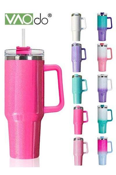 VAODO 40 oz Tumbler with Handle and Straw Lid Reusable Stainless Steel Water Bottle Travel Mug