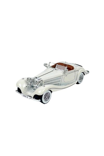 BaoBao Metal Model Car Mercedes-Benz 500K Roadster 1:24 Pearl White With Moving Doors And Hood BaoBao