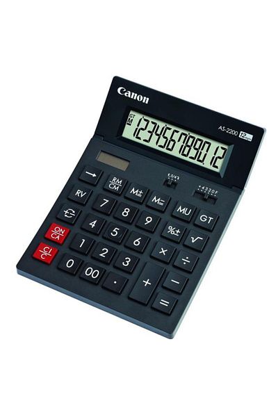 Canon Calculator de birou 12 Digits, Canon AS2200, 198 x 140 x 34 mm, negru